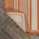 8' Orange And Cream Striped Indoor Outdoor Runner Rug