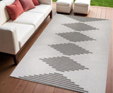 4' X 6' Light Gray And Black Striped Indoor Outdoor Area Rug