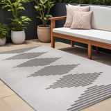 8' X 10' Light Gray And Black Striped Indoor Outdoor Area Rug
