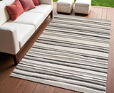 4' X 6' Cream And Dark Gray Striped Indoor Outdoor Area Rug