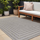 8' X 10' Black And Light Gray Striped Indoor Outdoor Area Rug