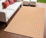 4' X 6' Orange And Cream Striped Indoor Outdoor Area Rug
