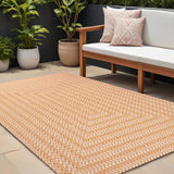 8' X 10' Orange And Cream Striped Indoor Outdoor Area Rug