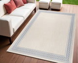 4' X 6' Cream And Blue Indoor Outdoor Area Rug