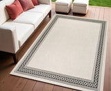 4' X 6' Cream And Black Indoor Outdoor Area Rug