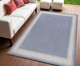 4' X 6' Blue And Cream Indoor Outdoor Area Rug