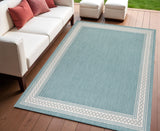 4' X 6' Aqua And Light Gray Indoor Outdoor Area Rug