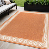 5' X 8' Orange And Cream Indoor Outdoor Area Rug