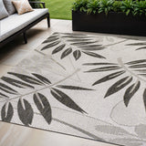 5' X 8' Gray And Black Floral Indoor Outdoor Area Rug