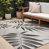 8' X 10' Gray And Black Floral Indoor Outdoor Area Rug