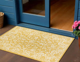 3' X 5' Yellow And Cream Medallion Indoor Outdoor Area Rug