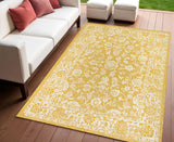 4' X 6' Yellow And Cream Medallion Indoor Outdoor Area Rug