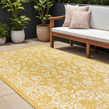 9' X 12' Yellow And Cream Medallion Indoor Outdoor Area Rug