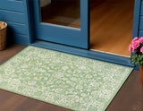3' X 5' Cream And Green Medallion Indoor Outdoor Area Rug