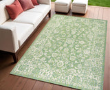 4' X 6' Cream And Green Medallion Indoor Outdoor Area Rug