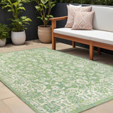 8' X 10' Cream And Green Medallion Indoor Outdoor Area Rug