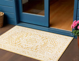 3' X 5' Yellow And Cream Medallion Indoor Outdoor Area Rug