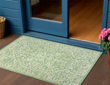3' X 5' Cream And Green Medallion Indoor Outdoor Area Rug