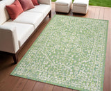 4' X 6' Cream And Green Medallion Indoor Outdoor Area Rug