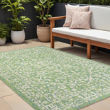 9' X 12' Cream And Green Medallion Indoor Outdoor Area Rug