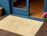 3' X 5' Yellow And Cream Medallion Indoor Outdoor Area Rug