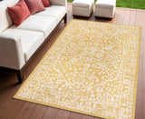 4' X 6' Yellow And Cream Medallion Indoor Outdoor Area Rug