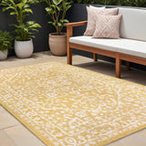 8' X 10' Yellow And Cream Medallion Indoor Outdoor Area Rug