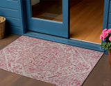 3' X 5' Light Gray And Fuchsia Medallion Indoor Outdoor Area Rug