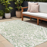 8' X 10' Green And Cream Medallion Indoor Outdoor Area Rug