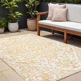 8' X 10' Cream And Yellow Medallion Indoor Outdoor Area Rug