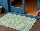 3' X 5' Green And Cream Trellis Indoor Outdoor Area Rug