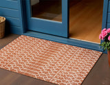 3' X 5' Orange And Cream Trellis Indoor Outdoor Area Rug