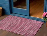 3' X 5' Fuchsia And Light Gray Trellis Indoor Outdoor Area Rug