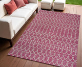 4' X 6' Fuchsia And Light Gray Trellis Indoor Outdoor Area Rug