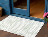 3' X 5' Green And Ivory Trellis Indoor Outdoor Area Rug