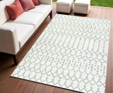 4' X 6' Green And Ivory Trellis Indoor Outdoor Area Rug