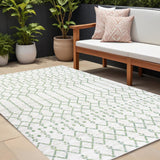 8' X 10' Green And Ivory Trellis Indoor Outdoor Area Rug