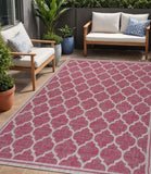 5' X 8' Fuchsia And Light Gray Geometric Indoor Outdoor Area Rug