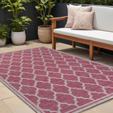 9' X 12' Fuchsia And Light Gray Geometric Indoor Outdoor Area Rug