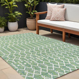 9' X 12' Cream And Green Geometric Indoor Outdoor Area Rug