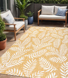 5' X 8' Yellow And Cream Floral Indoor Outdoor Area Rug