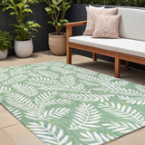 8' X 10' Cream And Green Floral Indoor Outdoor Area Rug