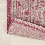 5' Fuchsia And Light Gray Round Medallion Indoor Outdoor Area Rug