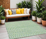 5' Green And Cream Square Trellis Indoor Outdoor Area Rug