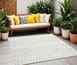 5' Green And Ivory Square Trellis Indoor Outdoor Area Rug