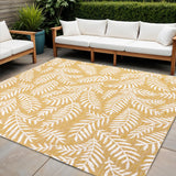 5' Yellow And Cream Square Floral Indoor Outdoor Area Rug