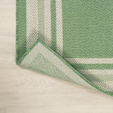 8' Green And Cream Indoor Outdoor Runner Rug