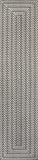 8' Black And Light Gray Striped Indoor Outdoor Runner Rug