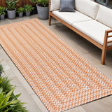 8' Orange And Cream Striped Indoor Outdoor Runner Rug