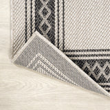 8' Cream And Black Indoor Outdoor Runner Rug